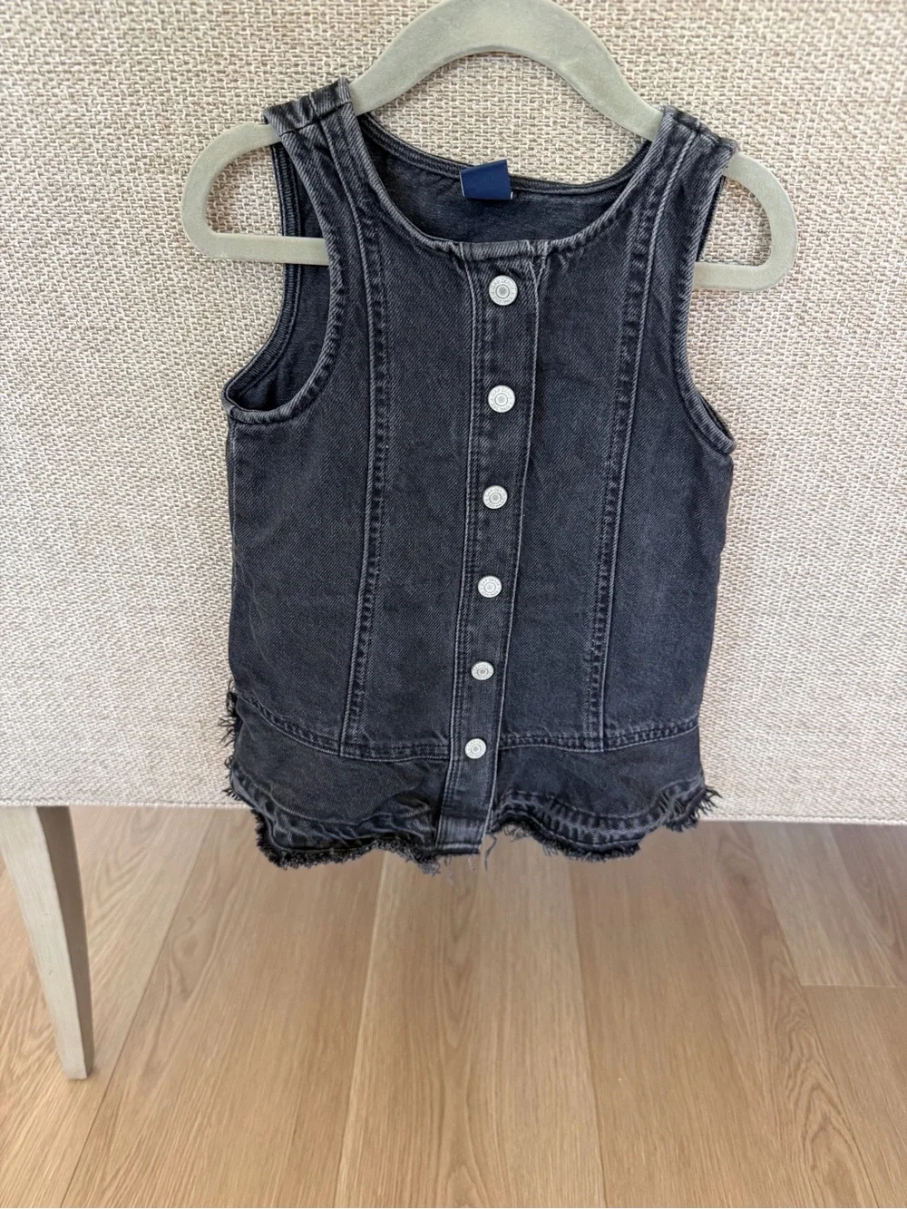 BABY GAP Black Washed Denim Button-Front Tank Dress